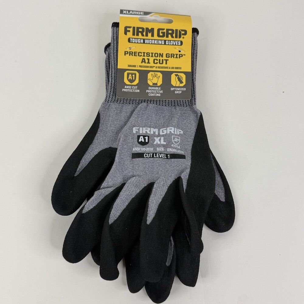 Firm Grip Tough Working Gloves Precision Grip A1 Cut Size XL NWT t-1050